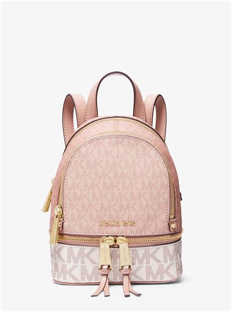 michael kors mini rhea backpack pink|Michael Kors rhea backpack studded.